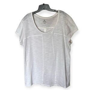 Ascend Short Sleeve Cotton Tunic Shirt in Off-White Size XXL